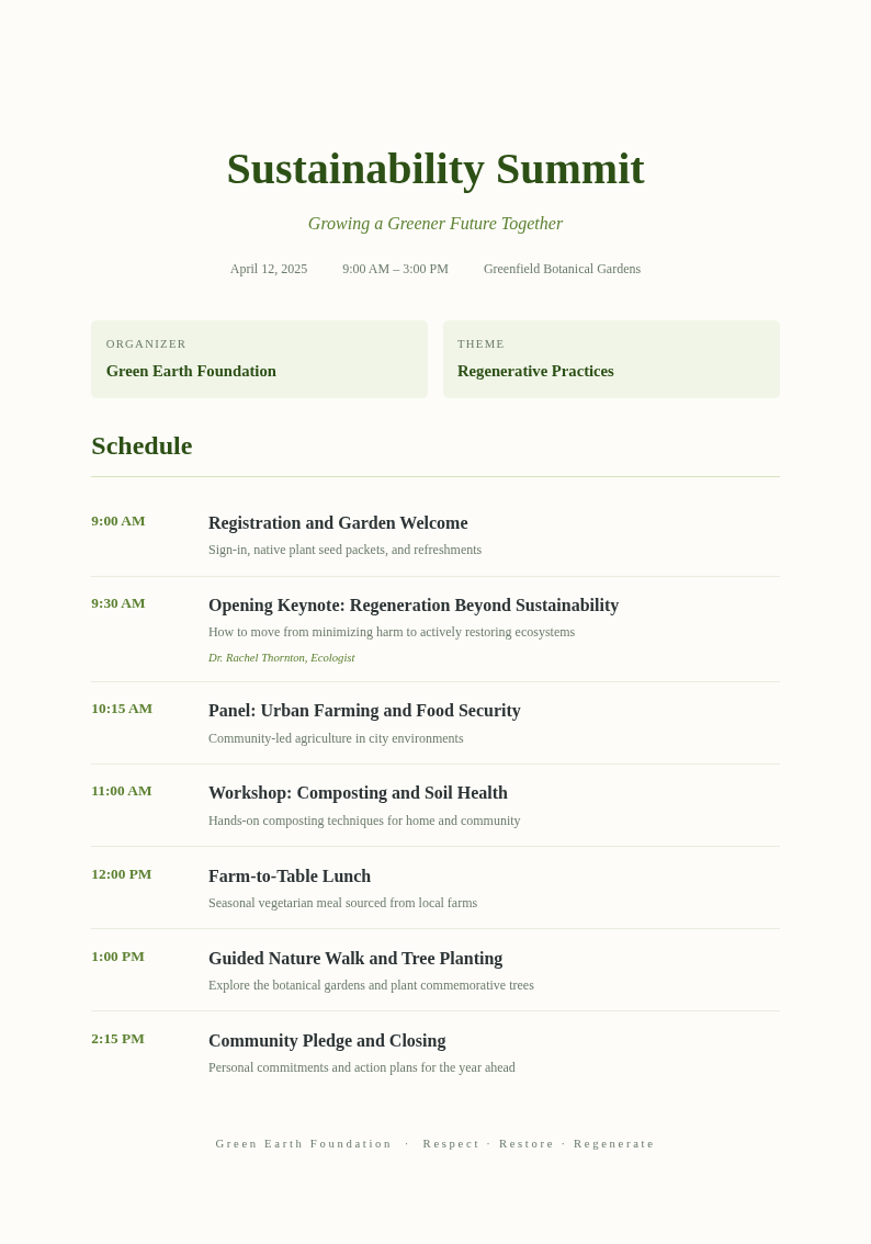 Botanical nature agenda